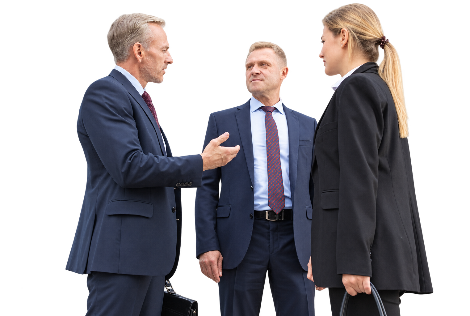 Three executives standing in discussion